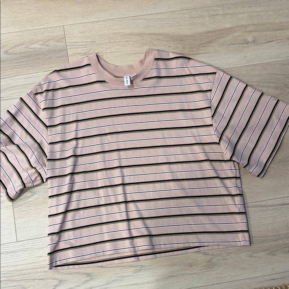 & Other Stories Pink and Black Striped Top